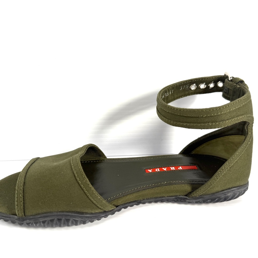 Prada Linea Rossa Gabardine Ankle-Strap Flat Sandals - Picture 9 of 12